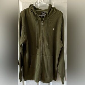 South Pole Waffle knit full zip up hoodie. Sz Large. Army green.